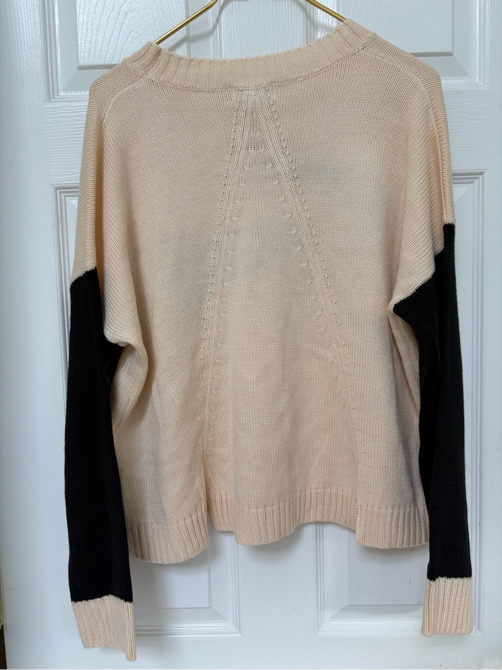 Fringe-Trim Crewneck Sweater in Beige and Black by Lili Sidonio - Picture 6 of 6
